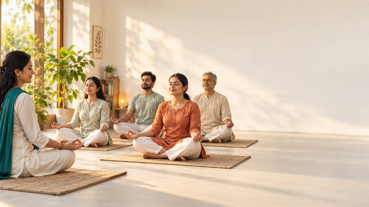 Group mudra practice session